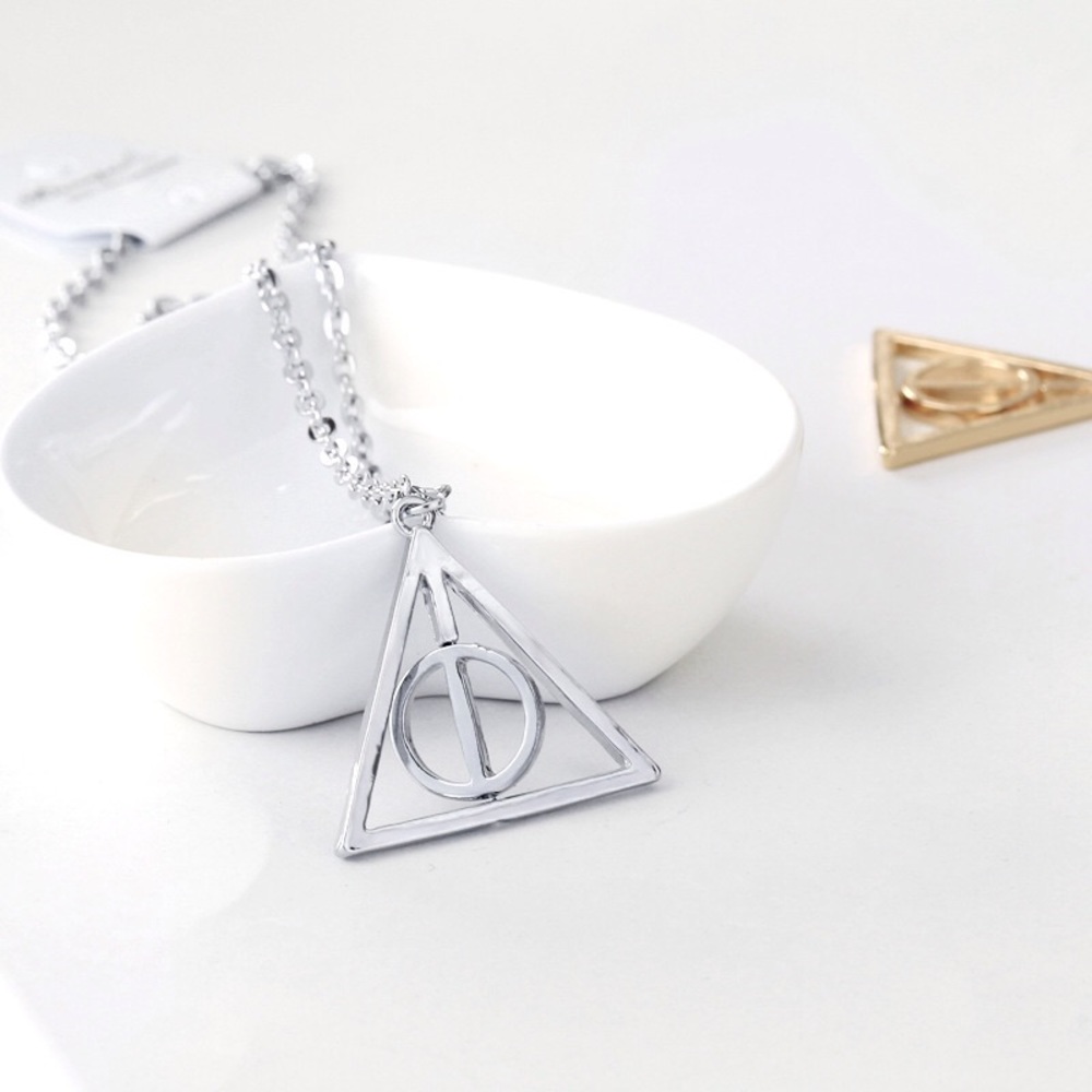 Harry Potter Deathly Hallows necklace silver wand